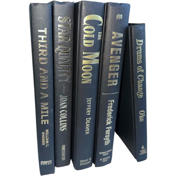 Decor Books Lot of 5 Black w/Gold Text  Hardcover Staging Set Rental Home Decor - Picture 10 of 14